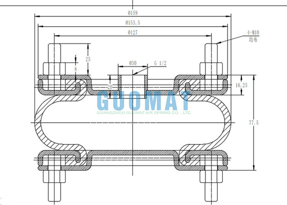 Gumowy mieszek 8''X1 Przemysłowy pierścień kołnierzowy sprężyny powietrznej W01R584054 Firestone