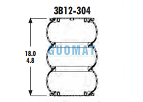 3B12-304 Gumowe torby z zawieszeniem pneumatycznym Goodyear Zakres ciśnienia 0-200 psi dla pojazdów samochodowych