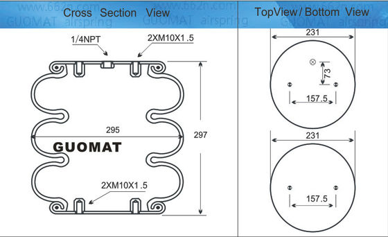Guomat Air Spring 3B6617 Trzykrotnie zwinięta sprężyna powietrzna gumowa Bellow NO. 3B300