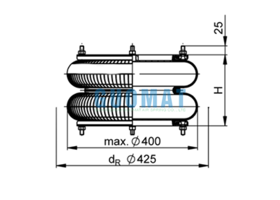 FD 614-26 Contitech Kołnierzowa poduszka pneumatyczna 14"1/2x2 Gumowy mieszek pneumatyczny do maszyny do produkcji kartonów