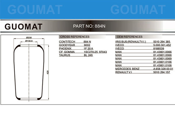 1R1B415270 FIRESTONE Sprężyna powietrzna magistrali CF GOMMA 1S270-25C Dla VECO 8188539