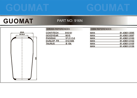 916N1 GUOMAT Resor pneumatyczny PHOENIX 1F21C-5 GOODYEAR 9015 Dla MAN 81.43601.0102
