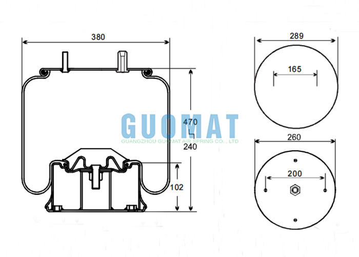 11 10.5A -16P523 Contitech Air Spring Assembly W01-358-8053 Firestone Części zawieszenia ciężarówek