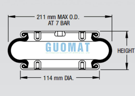 W01-358-0112 Firestone Winkled Air Spring Style 110 Przemysłowy Aktuator Bellows