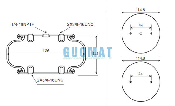 W01-358-7725 Firestone Przemysłowa Jednokomorowa Poduszka Pneumatyczna 141mm Wysokości Konstrukcyjnej Do Urządzeń Elektronicznych