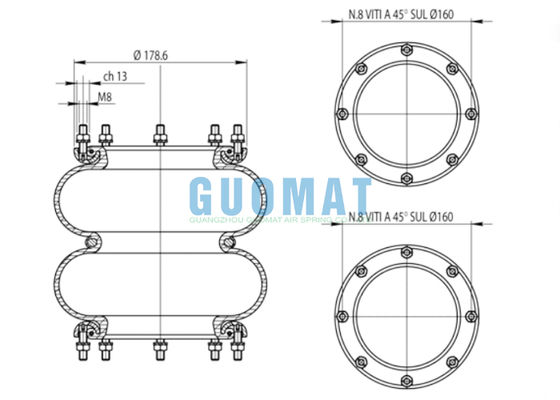 291.2.201 T291/2 Poduszka pneumatyczna zawieszenia 365461 Mieszki pneumatyczne 81720882 LANCIA