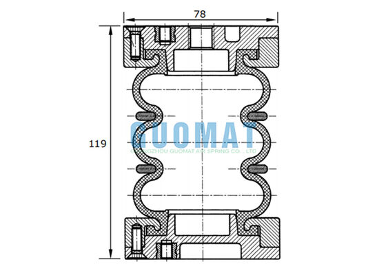 FT22-6 DI Contitech Przemysłowa gumowa sprężyna pneumatyczna 2 3/4" x 3 Poduszka pneumatyczna do platformy podnoszącej