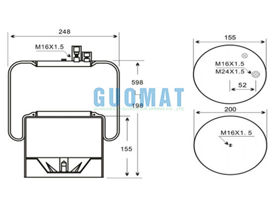4390NP02 Contiteh Amortyzator pneumatyczny do ciężarówek A9423200221 Benz Zawieszenie pneumatyczne gumowe poduszki