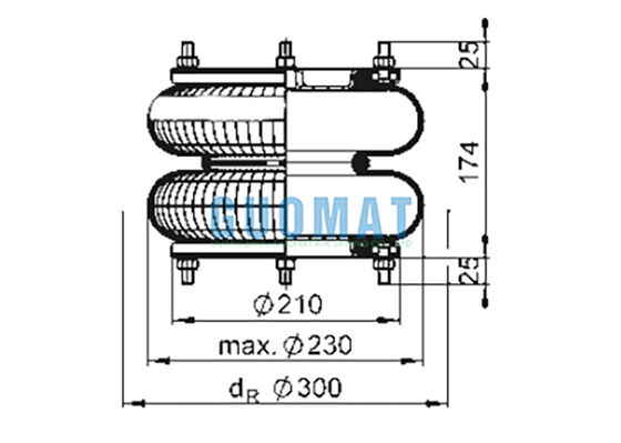 10'X2 Gaz wypełniony gumy Bellow FD 210-22 1/2 M10 Contitech Flange Przemysłowa sprężyna powietrzna