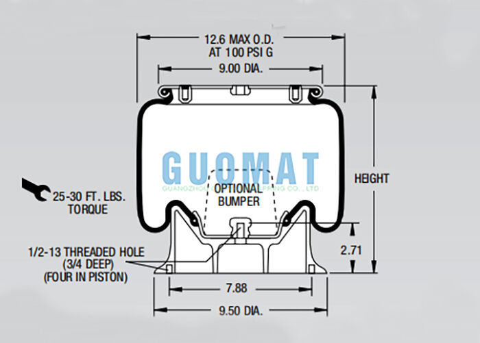 Poduszka pneumatyczna Firestone Rolling Lobe W01-358-9053 1T15M-2 do zawieszenia pneumatycznego ciężarówki