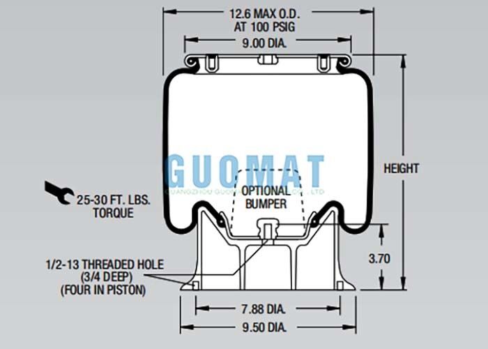 W01-358-9056 Firestone Suspension Air Spring 1T15M-4 Poduszki powietrzne ciężarówek